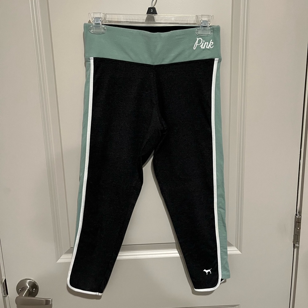PINK Victoria’s Secret capri leggings - grey and mint green - size small